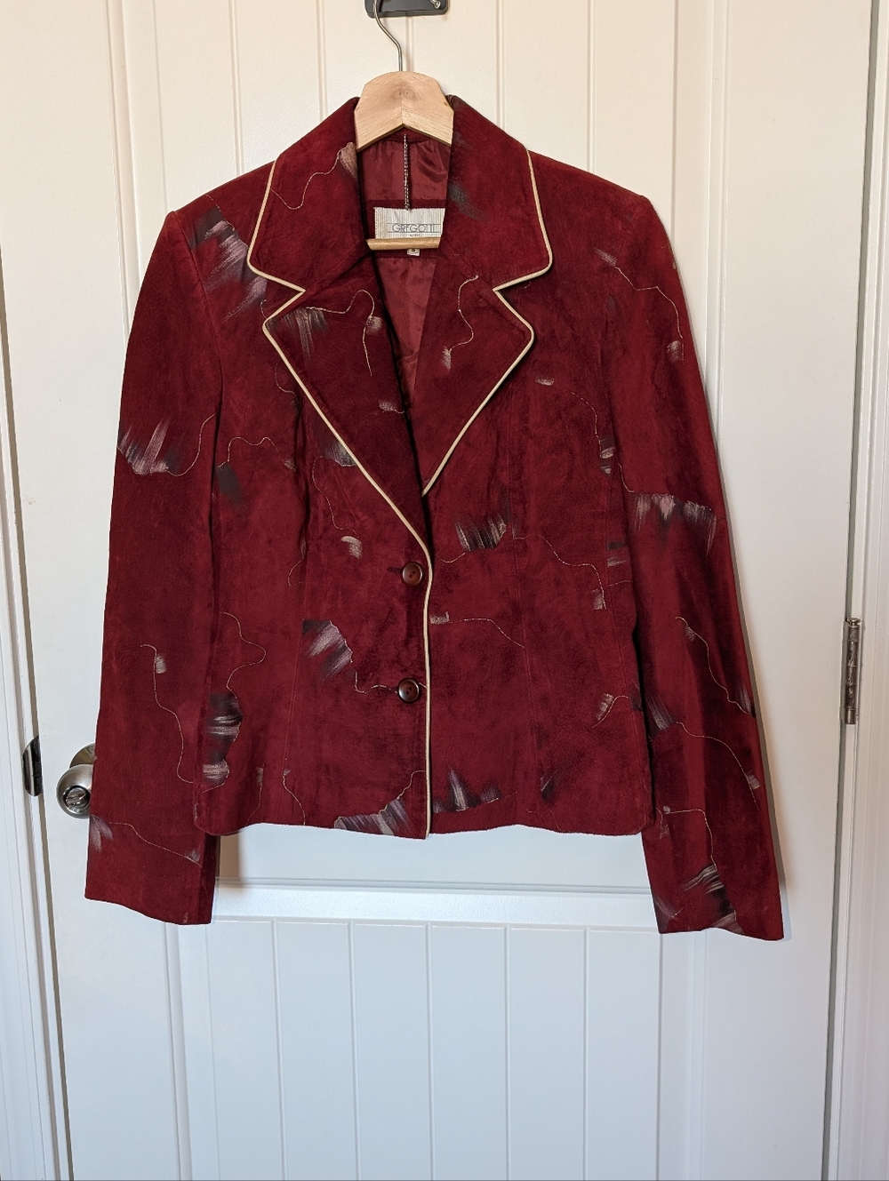 Vintage Gregotti by Ugur Women’s Suede Painted Jacket Small Red/White